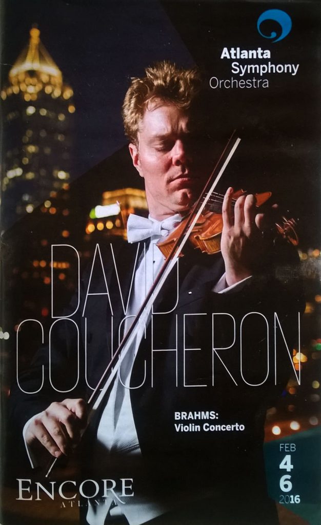 katalogforside med bilde av David Courcheron spiller violin.
