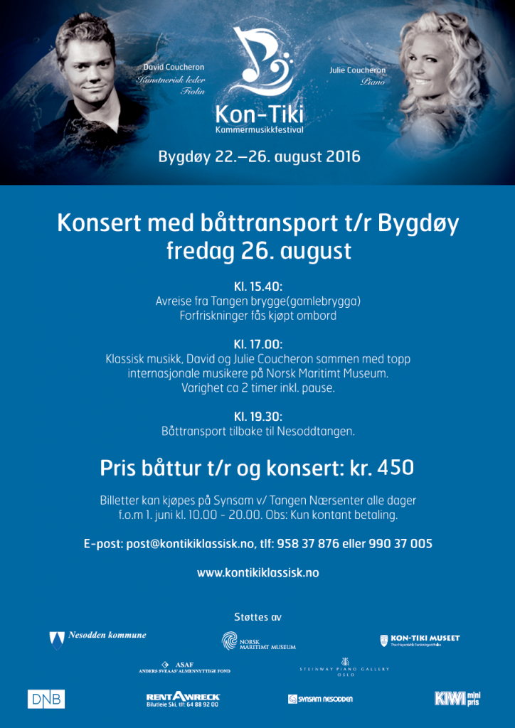 Plakat 2016 hvor det er tilbud om båttransport fra Nesodden