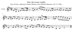 Faksimile av noter til Thro´ the wood, Laddie